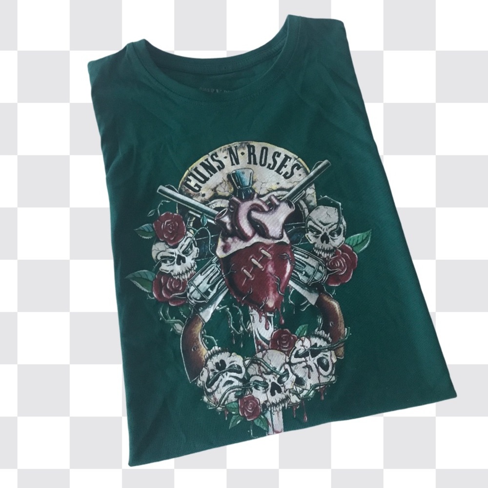 Guns N Roses Dark Green Graphic Short Sleeve Tee Shirt Size Medium New With Tag